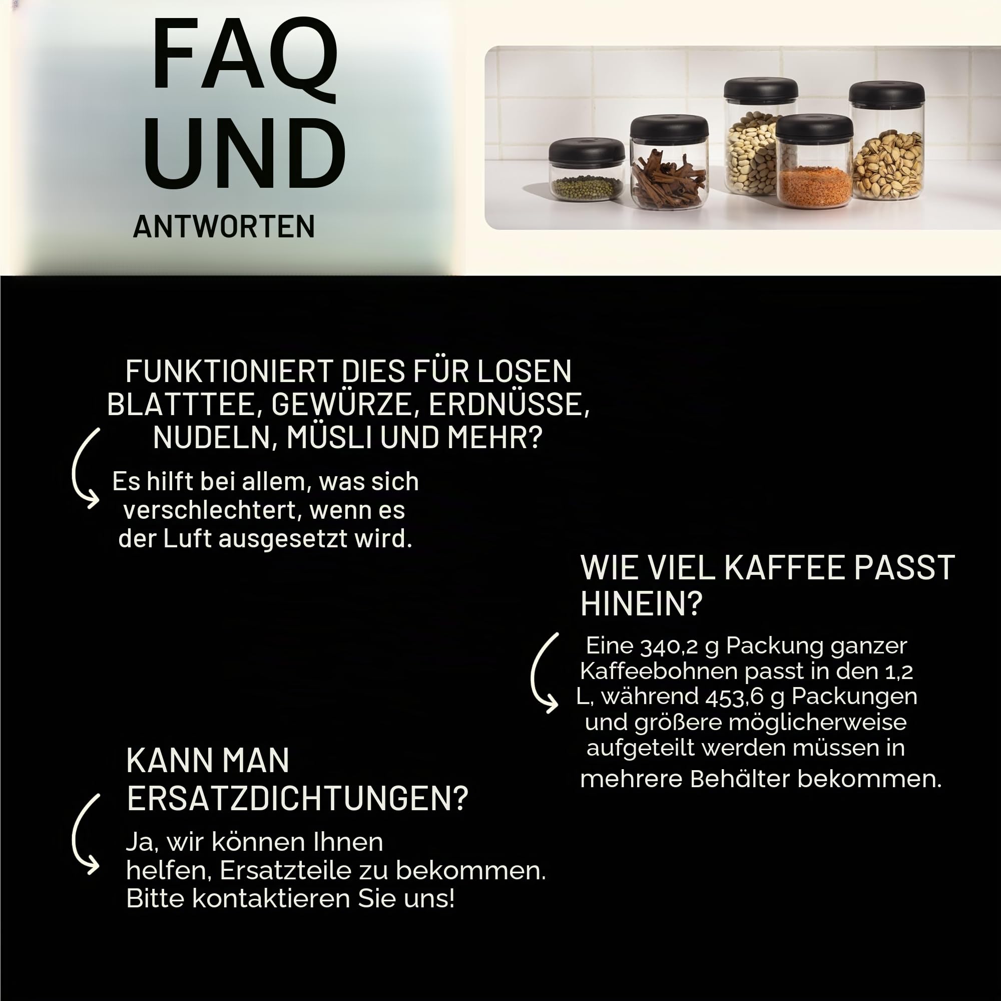 Fellow Vakuumbehälter zur Aufbewahrung von Kaffee und Lebensmitteln, integrierte Vakuumpumpe, hermetische Abdichtung 1,2 Liter Sauberes Glas