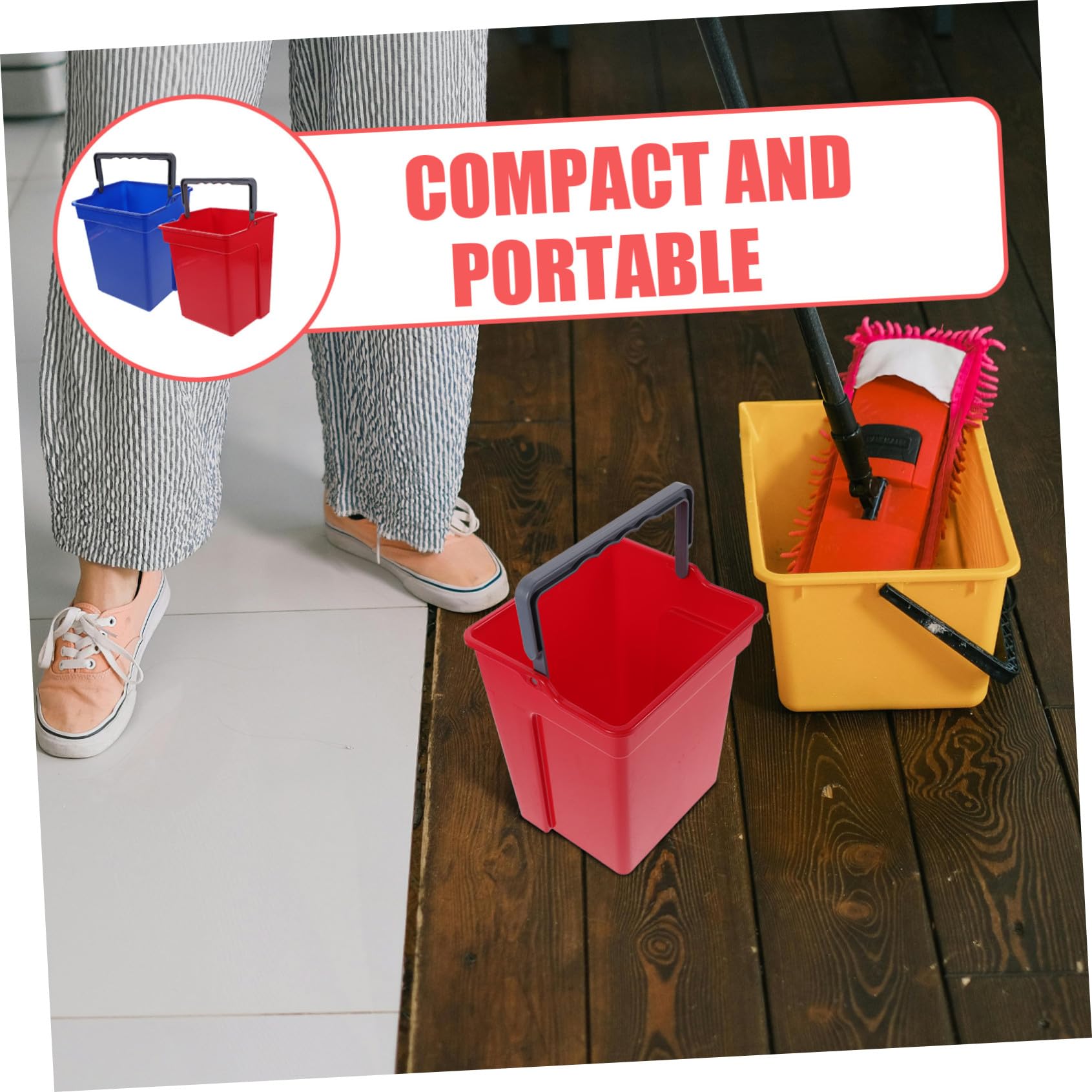 SHINEOFI 2 Cubos de Plástico Diseño Moderno con Asa y Operación Rápida Contenedores Multiusos para Carrito de Limpieza Profesional para Residuos y Agua en Espacios Comerciales