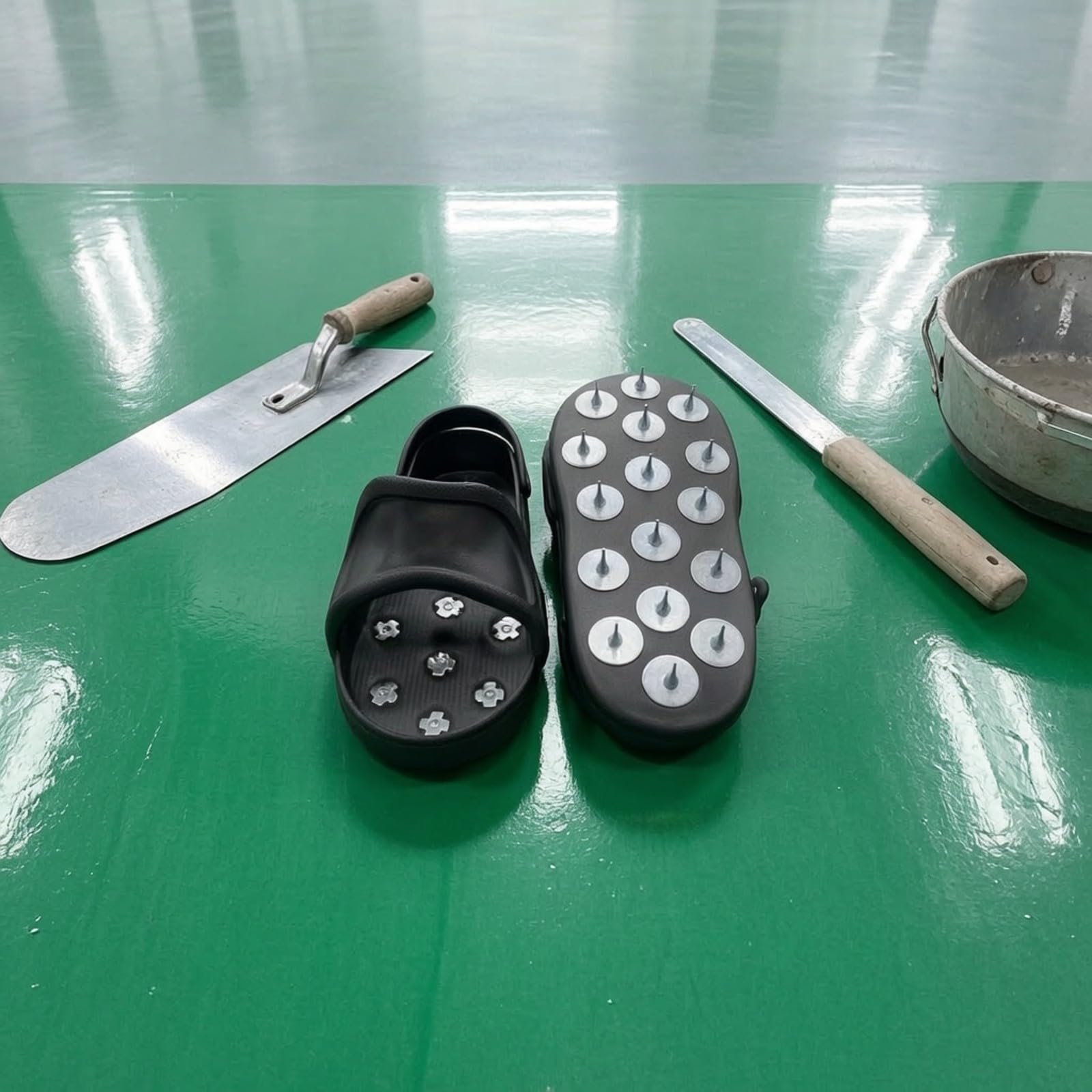 Baoblaze Calzado Funcional con Clavos Acero y Placas Redondas Metal para Evitar Resbalones en Superficies Húmedas con Abertura en la Punta y Tirante Talón Seguro