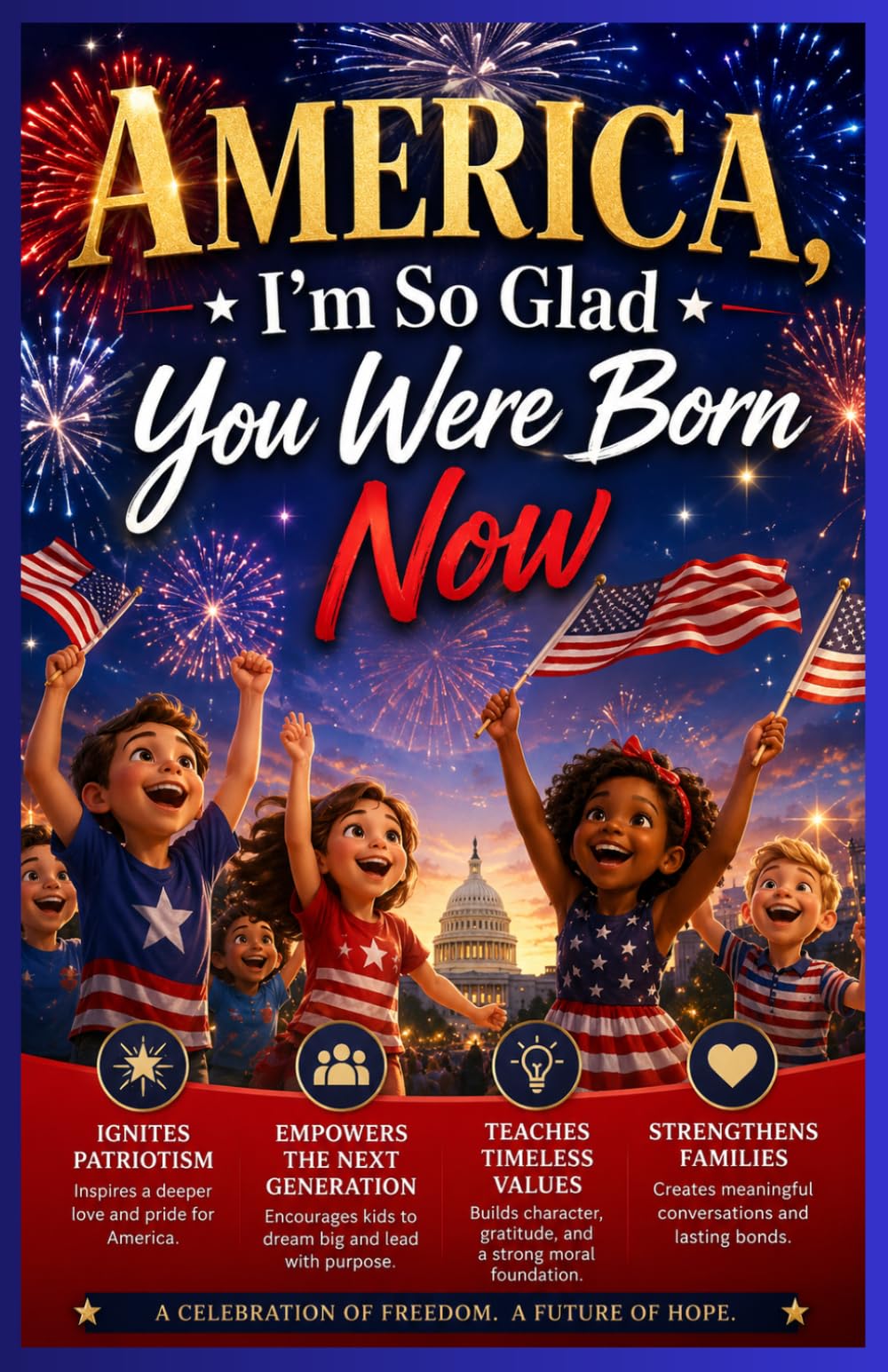 America, i'm so glad you were born: Happy Birthday, America! History Stories, Fun Facts, Famous Heroes, Landmarks, Inventions & Discoveries for kids (4th of July & America 250th Birthday)
