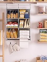 Vista 6 de StorageWorks Organizador de armario colgante con barra de metal, organizadores de armario de 6 secciones y almacenamiento, estantes colgantes blanco