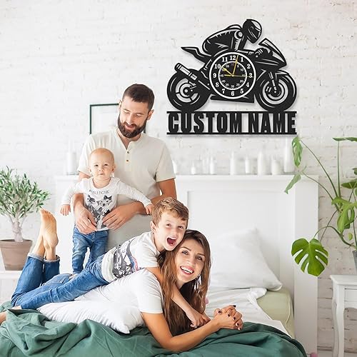 Miniatura 3 de Relojes de pared personalizados de metal para motocicleta, reloj de pared decorativo para garaje, relojes de garaje de metal personalizados para