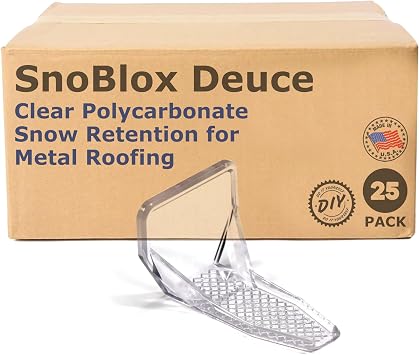 Plastic Snow Guards for Metal Roofing Clear SnoBlox Deuce 25 Pieces