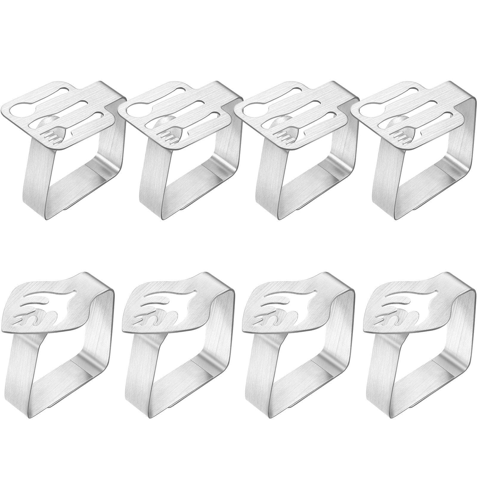 8 Pieces Stainless Steel Tablecloth Clamp Holder Silver Leaf Tableware Thickened Cloth Clip Table Cover Clamps Table Cloth Clip Holders for Holiday Wedding Party Picnic Outdoor and Indoor