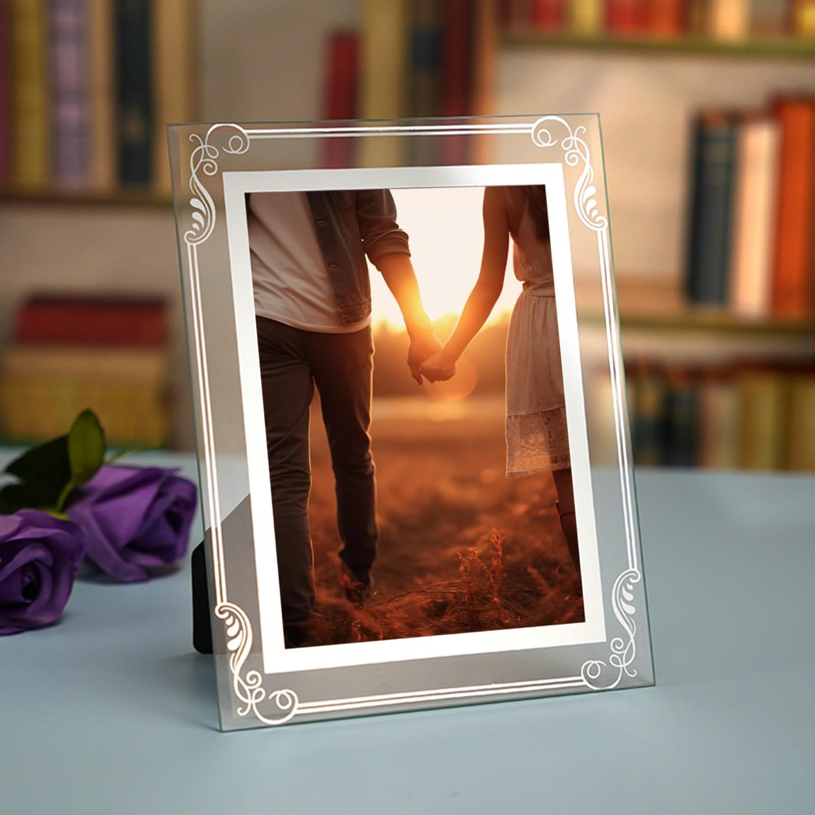 Cornici Portafoto In Alluminio Spazzolato 3,5x5 Cm – Autjvy – Set Da 2 Con Vetro HD – Tavolo O Parete