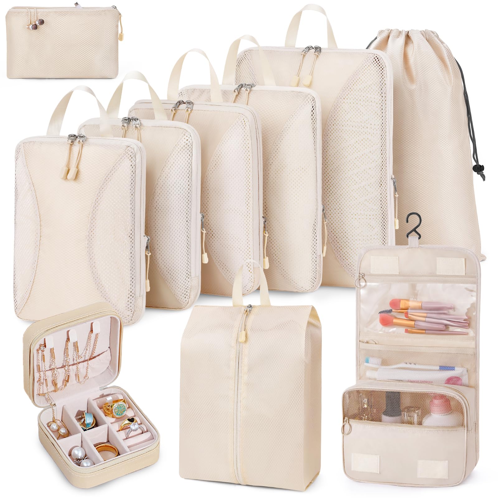 Amazon｜トラベルポーチ 圧縮 10点セット 旅行用ポーチ トラベル 圧縮