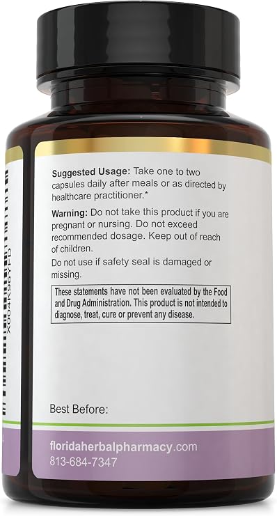 Florida Herbal Pharmacy, Quinine Cinchona Dried Bark Extract Supplement Capsules 10:1 (120 Capsules) 500 mg per Capsule, 1000 mg Serving (Pack of 1)