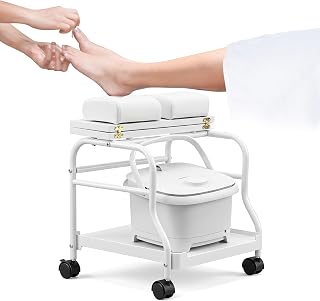 Elitzia Pedicure Cart with Wheels & Leg Pads, Salon Trolley Nail Foot Care