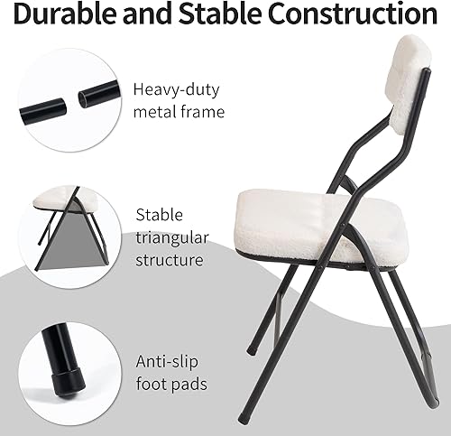 Miniatura 7 de HOMEFUN Juego de 4 sillas plegables acolchadas, sillas de comedor plegables con cojín, asiento adicional portátil y montado para invitados, cocina,