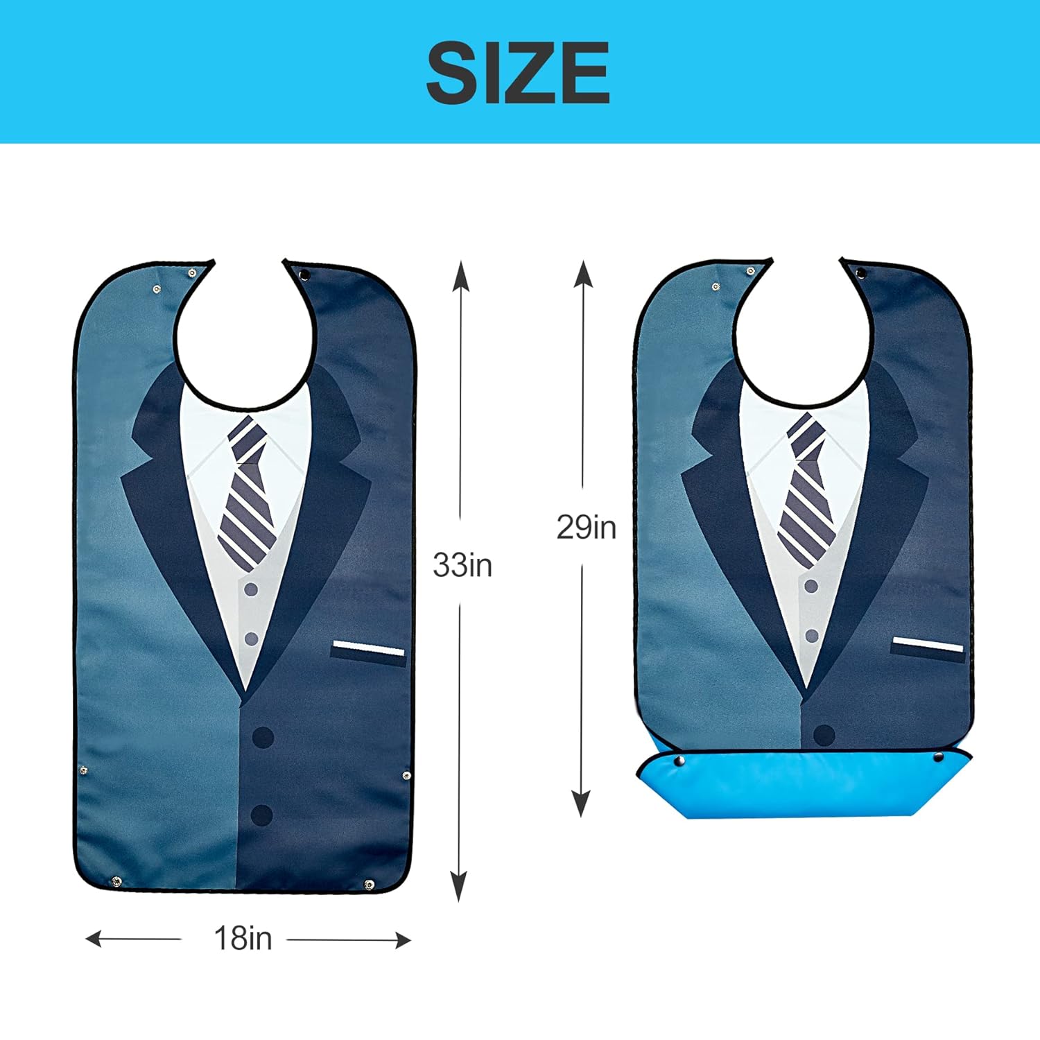 Adult Bibs for Men Eating Washable Waterproof - 7 Pack Bib for Reusable Elderly Adults Crumb Catcher Senior Citizens Dining Adjustable Snap Closure with Crumb Catcher Clothing Protectors