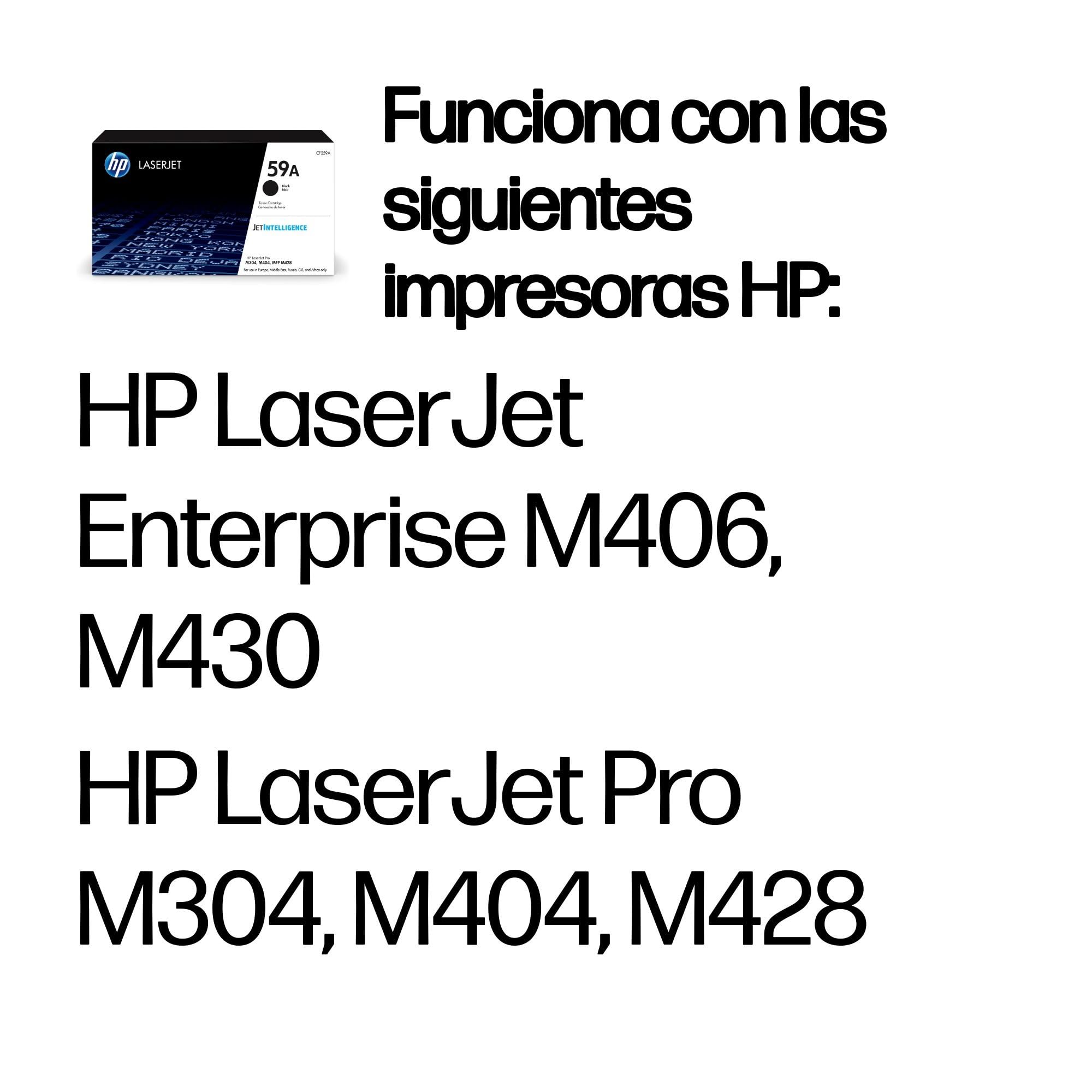 HP 59A CF259A, Negro, Cartucho Tóner Original, de 3.000 páginas, para impresoras LaserJet Pro M404n, M404dn, M404dw, MFP M428dw, MFP M428fdn, MFP M428fdw y M304a