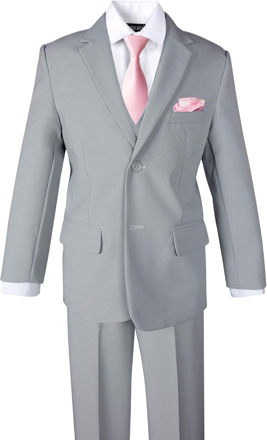 Spring Notion Boys' Modern Fit Suit with Necktie/Bow Tie/Pocket Rounds Options