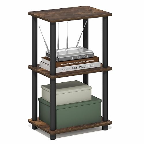 Furinno Turn-N-Tube Storage Shelves, 3-Tier Open Frame Book Shelf, Standing