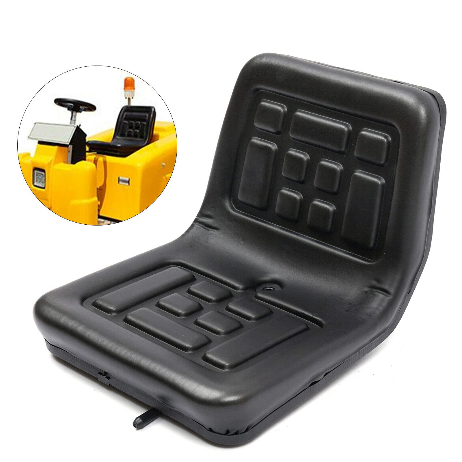 Asiento Negro Resistente Al Agua Para Tractor, Carretilla Elevadora, Asiento Para Cortacésped, Asiento De Carretilla Para Tractor, Seat, Marco De Acero, Acolchado De Pvc,con Un Orificio De Drenaje