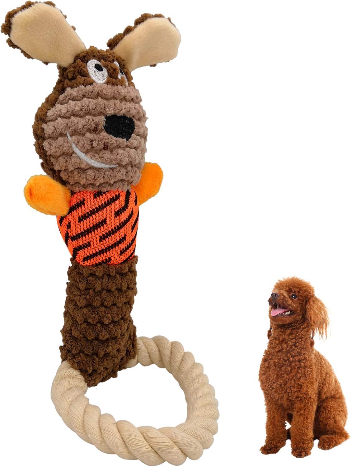 ZUZG Plush Tug of War Dog Toys,Sturdy Chew Toy,Squeaky Dog Rope Toys, Interactive Dog Toys for Puppy, Small, Medium, Large Breed (Dog)