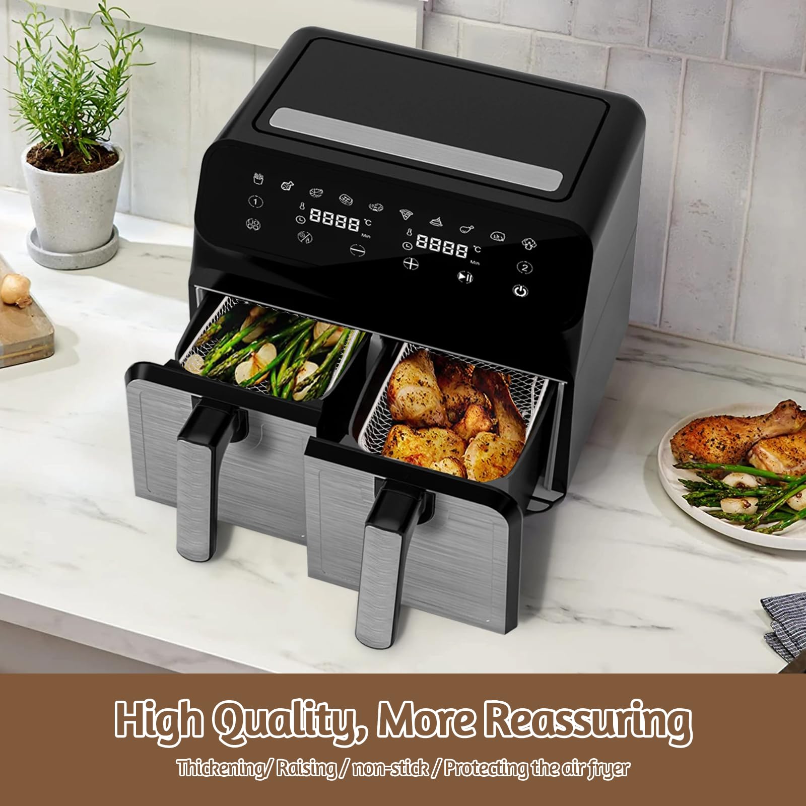 Accessori per Friggitrice ad Aria, Griglia 3 Strati Impilabile in Acciaio Inossidabile Compatibile con Ninja AF300EU/AF400EU/Cookwise, Ideale per Patatine, Carne, Verdure