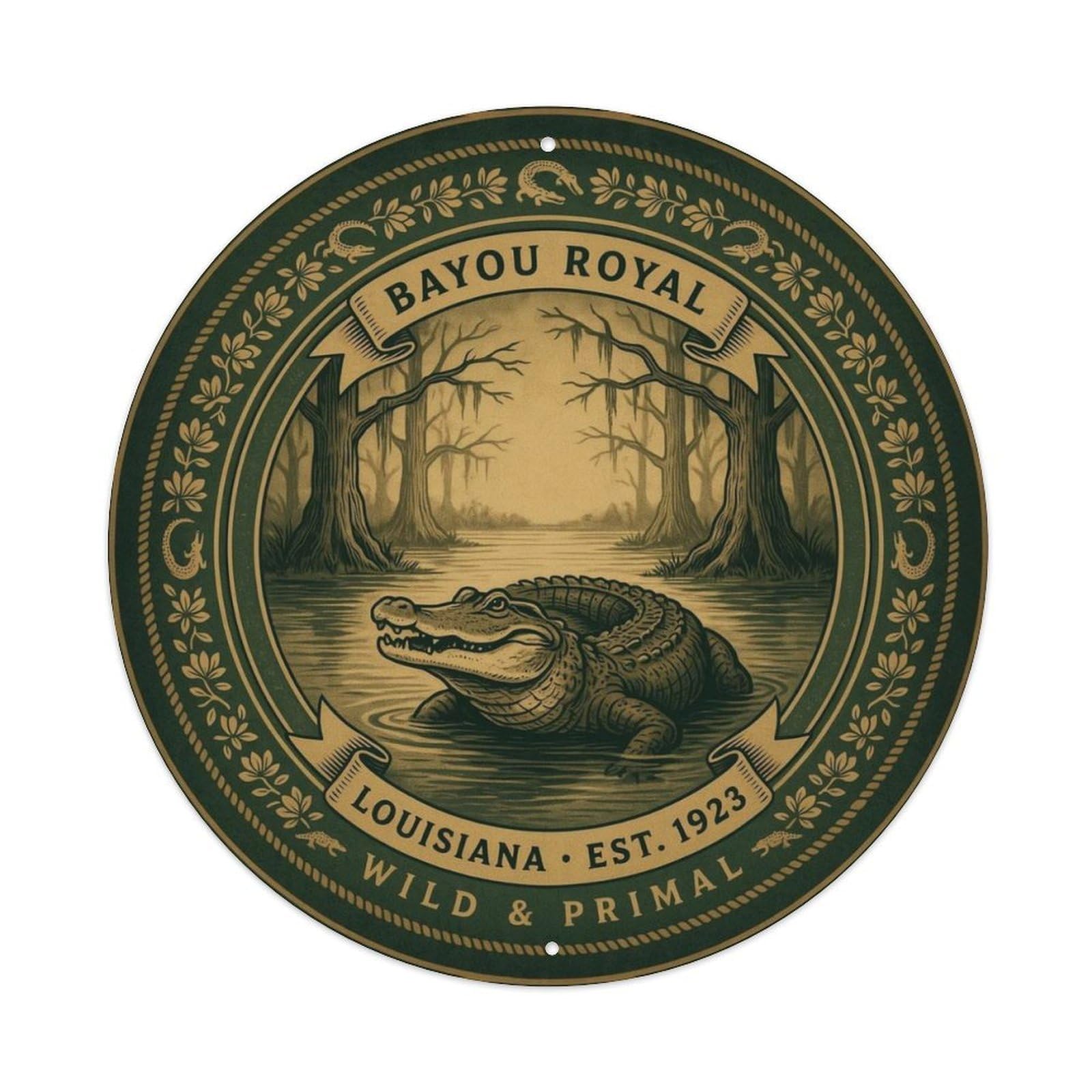 Vintage Alligator Swamp Metal Tin Sign Plaque