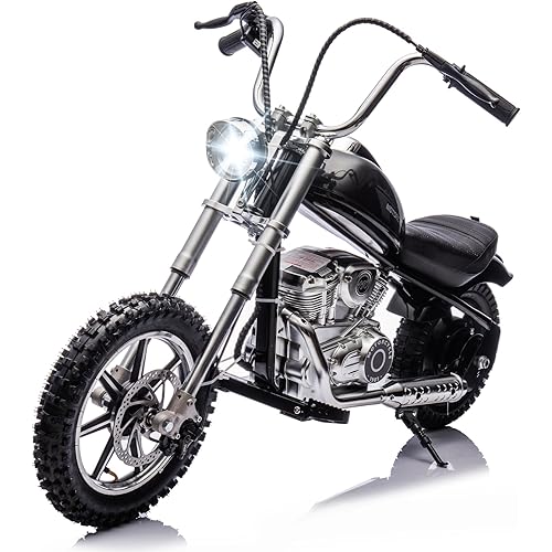 36V Electric Motorcycle for Kids, 350W Strong Motor Electric Dirt Bike with Leather Seat & Headlights, Air-Filled Tires, Electric Motorcycle for Kids Age 13+, Black