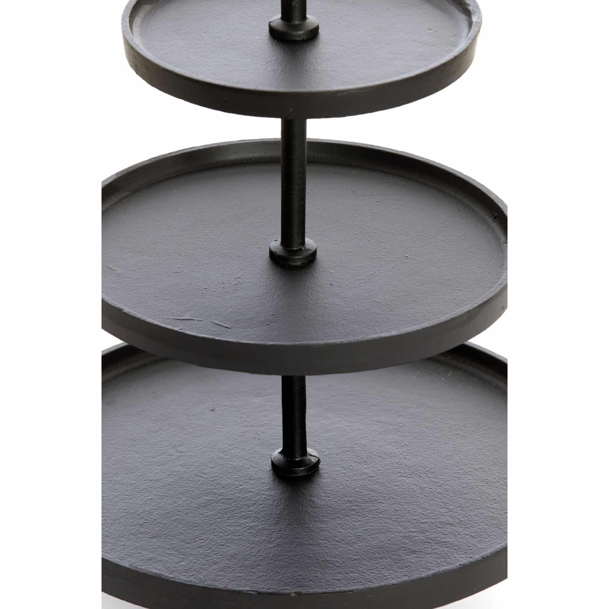 Light & Living Etagère Marozu - Zwart - 3 Laags - Rond - Metaal - Moederdag - Moederdag cadeautje - Moederdag cadeau voor mama