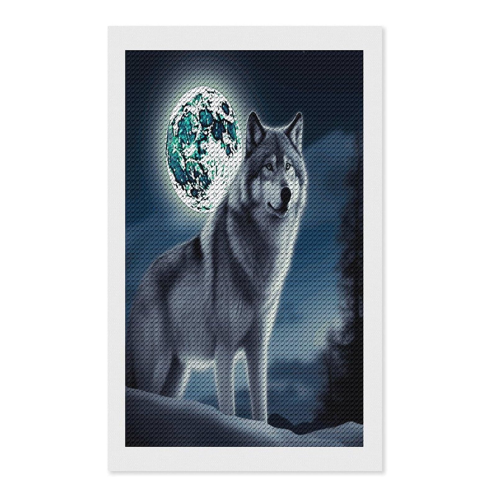 FekiLoot Wolf Under Moon Diamond Art Kits for Adults Diamond Painting Kits for Beginners DIY Diamond Art Kits Round Full Drill Diamond Dot Gem Painting for Home Wall Decor Gift 12"x20"