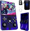 2025 New R36Max Handheld Game Console Portable Mini Retro Game Console 4.0 IPS Video Game Console Built-in 64GB TF Card Pre-Installed Over 18,000 Retro Games, 4000mAh Battery Blue-MAX