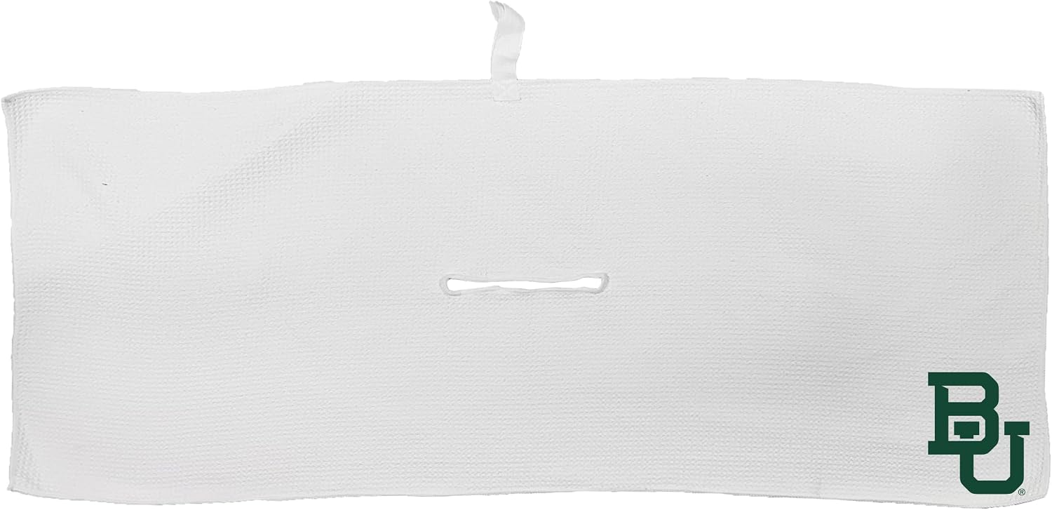 Team Golf NCAA BAYLOR Microfiber Towel - 16" X 40" (White) Team Golf NCAA Microfiber Towel - 16" X 40" (White) With Carabiner Clip, Premium Microfiber with Deep Waffle Pockets- Superior Water Absorption and Quick Dry Golf Cleaning Towel