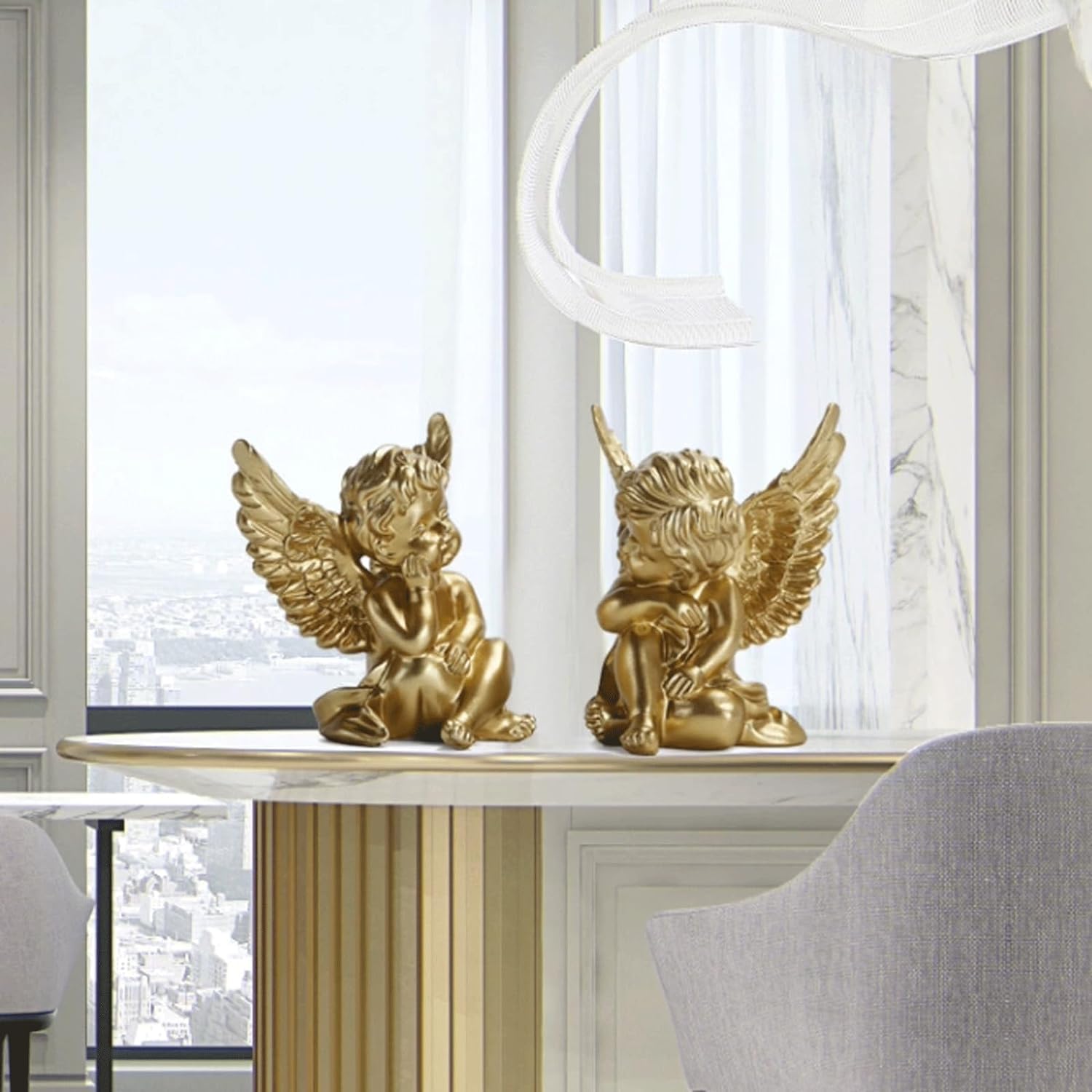creatività Statue Figurina Creativa Statua Stile Europeo Resina Angelo Scultura Statue Eleganti e affascinanti 3,8x3,2 Pollici Statua Decorazioni per la casa miglior Regalo