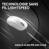 Logitech G PRO X SUPERLIGHT 2c wireless gaming mouse, 53 g pro-grade compact mouse with 5 programmable buttons, USB-C charging, 44K DPI sensor, up to 8 kHz polling for PC/Mac - White - 5