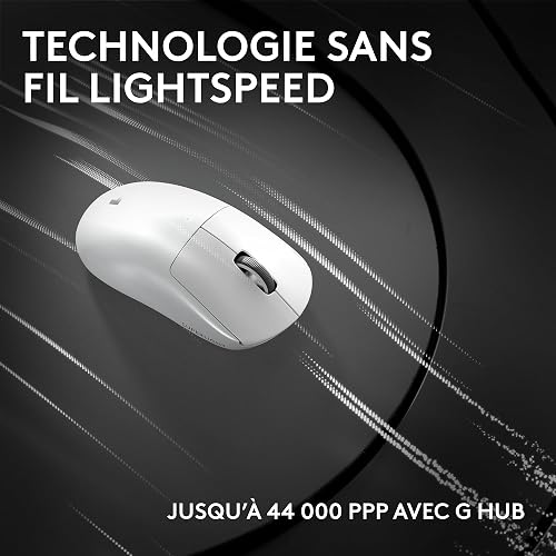 Logitech G PRO X SUPERLIGHT 2c wireless gaming mouse, 53 g pro-grade compact mouse with 5 programmable buttons, USB-C charging, 44K DPI sensor, up to 8 kHz polling for PC/Mac - White - 5