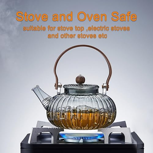 Miniatura 3 de Tetera de cristal de calabaza de 31 onzas líquidas. Tetera mediana segura de DAFGAAKLKG Tetera descarada con actitud. Tetera de oficina. Para té de