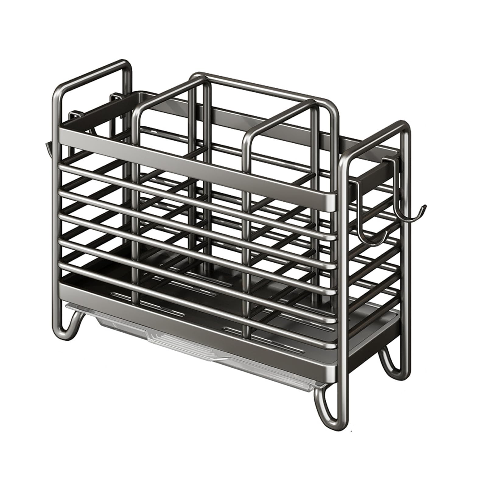 Hsioluted Easy Install Adhesive Wall Mounted Stainless Steel Chopsticks Organizers Drainage Included Space Saving Utensil Holder Space Saving Storage
