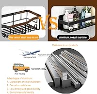 Vista 3 de Estante de ducha de 3 unidades, estante de ducha de baño, resistente al óxido, instalación con adhesivo de aluminio, no requiere perforación