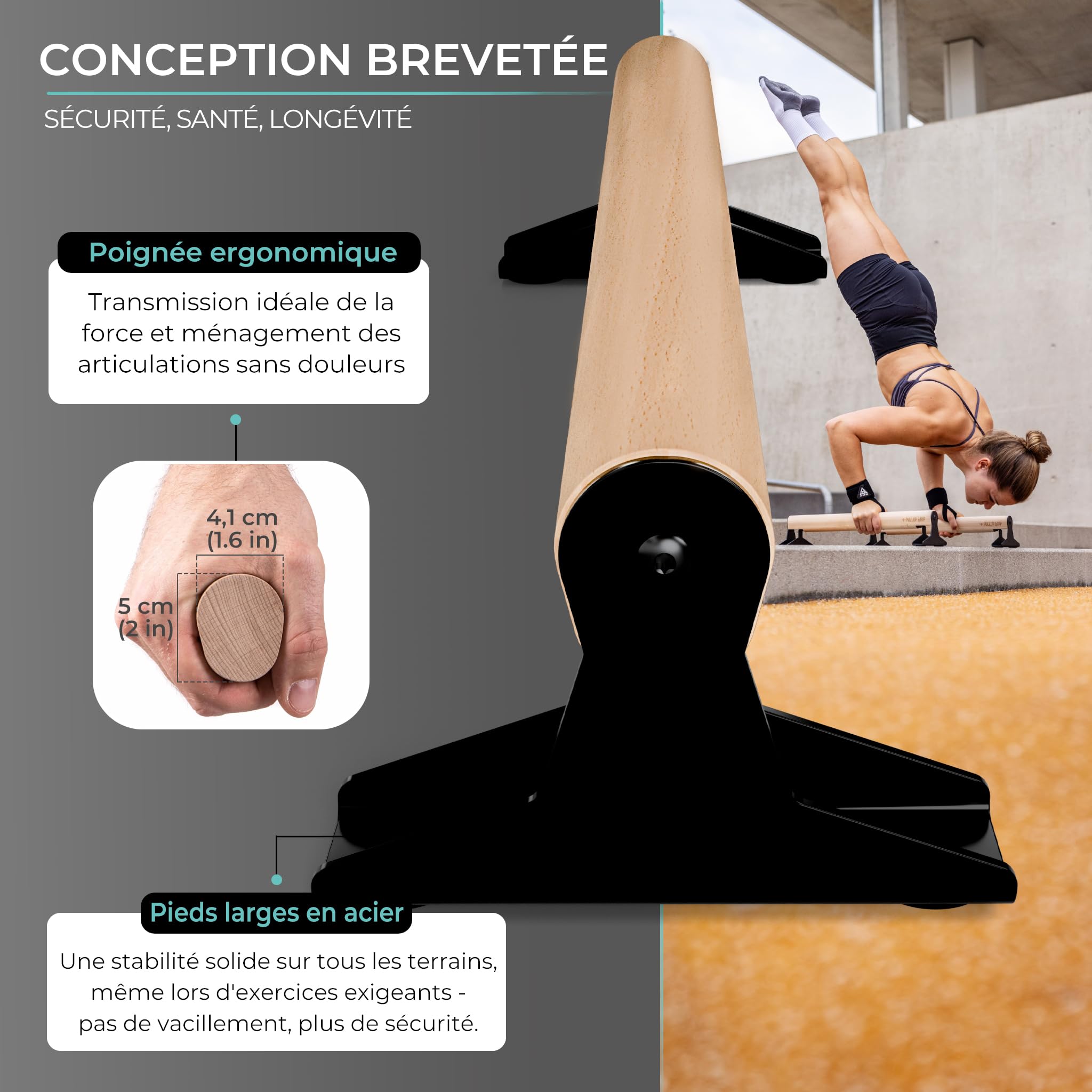 PULLUP & DIP Fitness Parallettes en bois, Poignées de pomp, Barres parallettes basse ou moyenne avec poignées ergonomiques, Barres parallèles pour Calisthenics et Street Workout