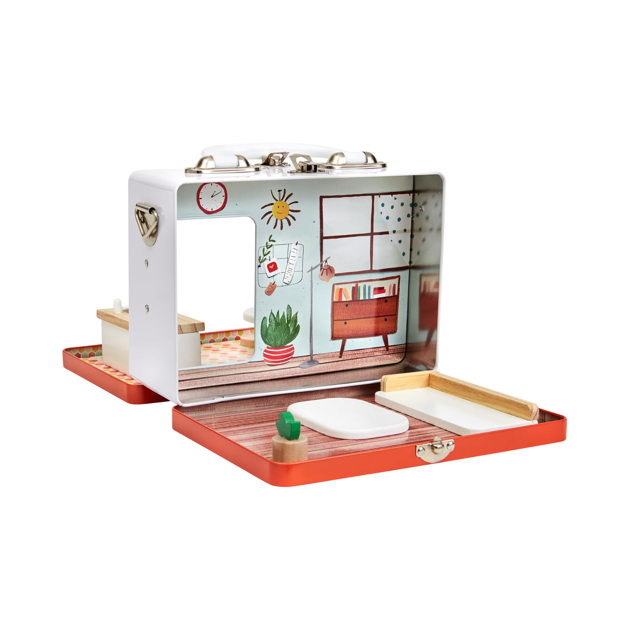 Play Maysie Portable Miniature Dollhouse - Creative Play for Home or Travel Toy - As Seen on Shark Tank - Doll Floors Wooden Furniture Accessories - Screen Free Activities for Kids - Home CASE