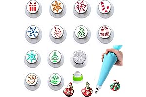 Xafissy 15PCS Christmas Russian Piping Tips Christmas Icing Nozzles Snowman Snowflake Christmas...