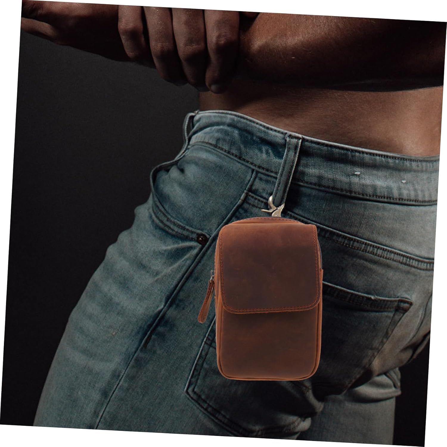 HANABASS 1Pc Multifunctional Mobile Phone Waist Bag Outdoor Leather Cellphone Pouch for Men Practical and Versatile Storage for Travel Work and Everyday Use