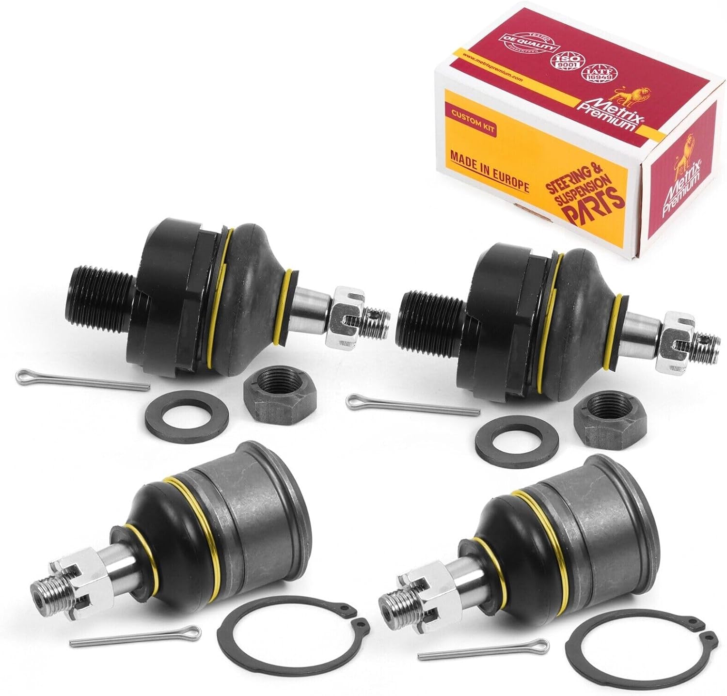 Metrix Premium Chassis Parts - 4 PC Front Upper & Front Lower Ball Joint Kit Fits 97-00 Acura EL, 94-01 Integra, 92-00 Civic, 97-01 CR-V, 95-97 Civic del Sol, Replacement K9802, K90492, Made in Europe