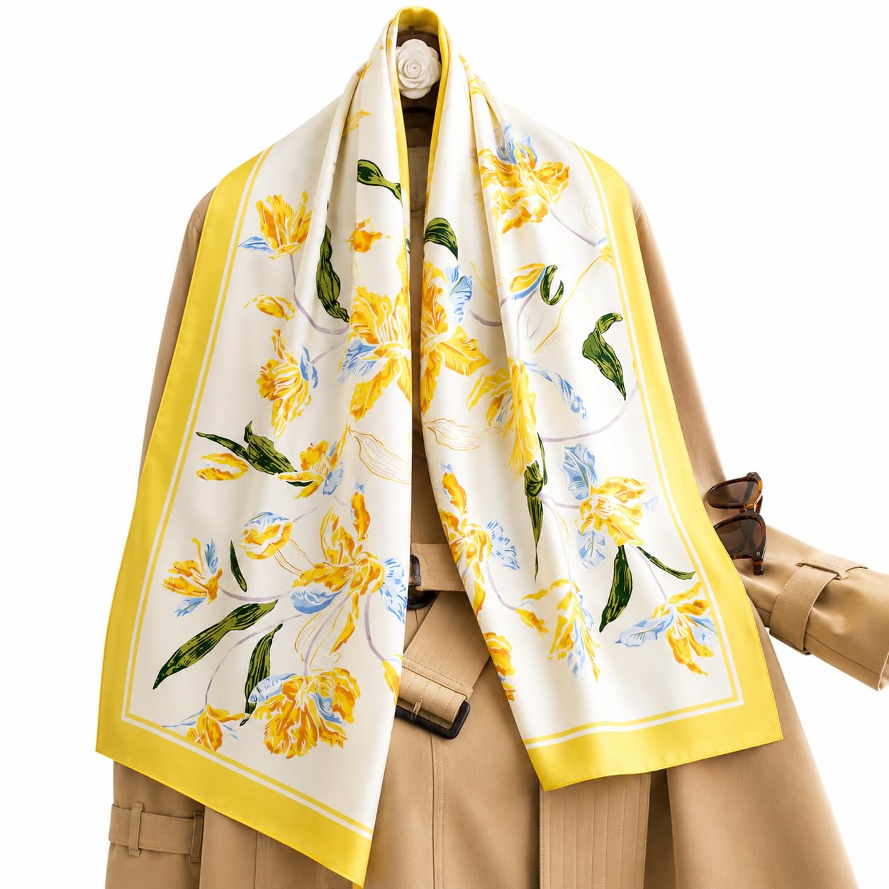 Buy NK Textiles Women's Floral Print Satin Head Scarf - Neck Scarf