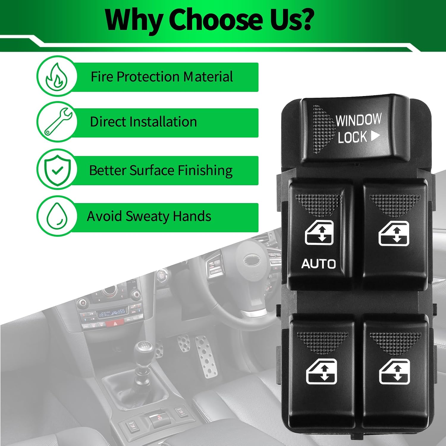 Driver Side Master Power Window Switch for:-Chevy Impala 2000-2005, for:-Buick Rendezvous 2002-2007, for:-Pontiac Aztek 2001-2005 Replacement OE# 10283834, 10422427, 901-001, ‎1S3465, 901001