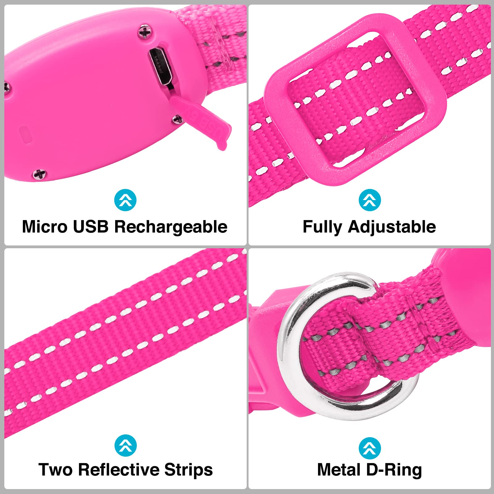 KOSKILL Light Up Dog Collar, Rechargeable USB Collar, Waterproof, Luminous LED Collar, Adjustable, Super Bright - Image 3