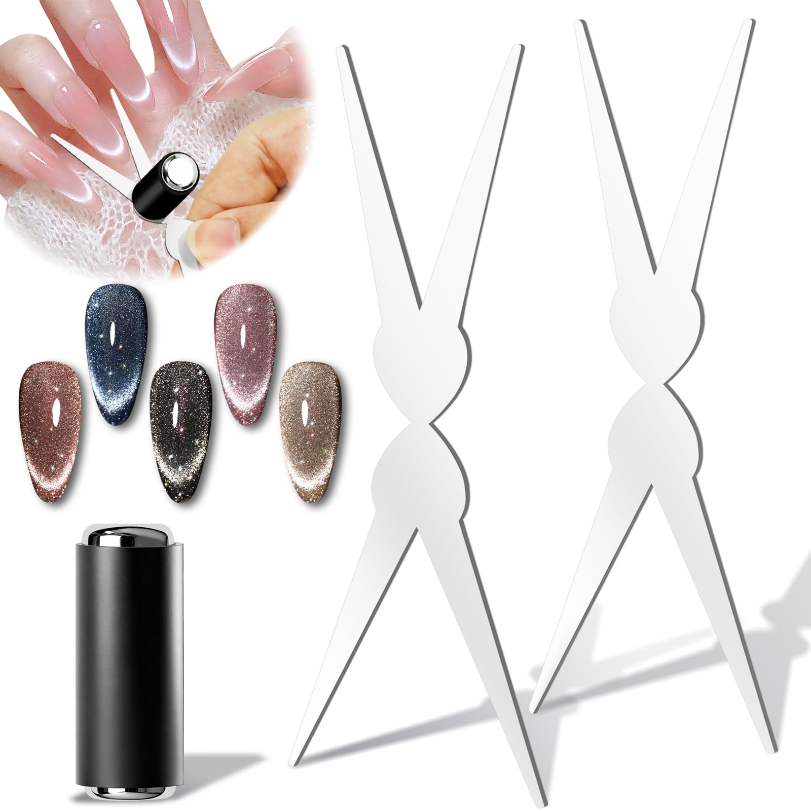 Cat Eye Nail Magnet for Nails,3PCS French Cat Eye Magnet Tool,Stainless Steel French Cat Eye Nail Magnet Set,Perfect for DIY or Nail Salon