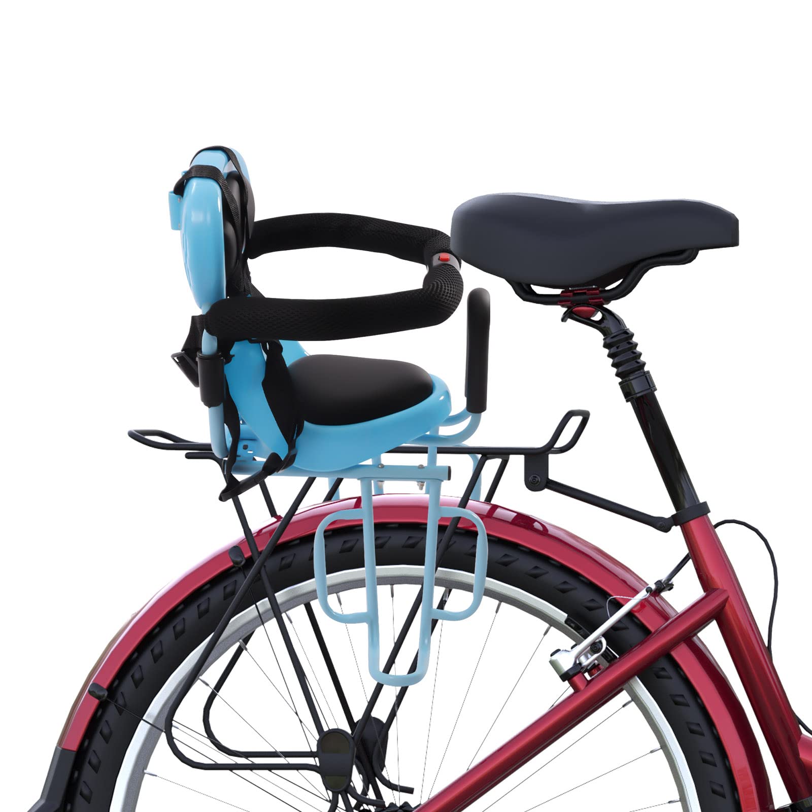 Seggiolino posteriore di sicurezza per bambini con pedale e staffa di sicurezza, per mountain bike fino a 30 kg, da 8 mesi a 6 anni, per mountain bike, city bike, biciclette pieghevoli