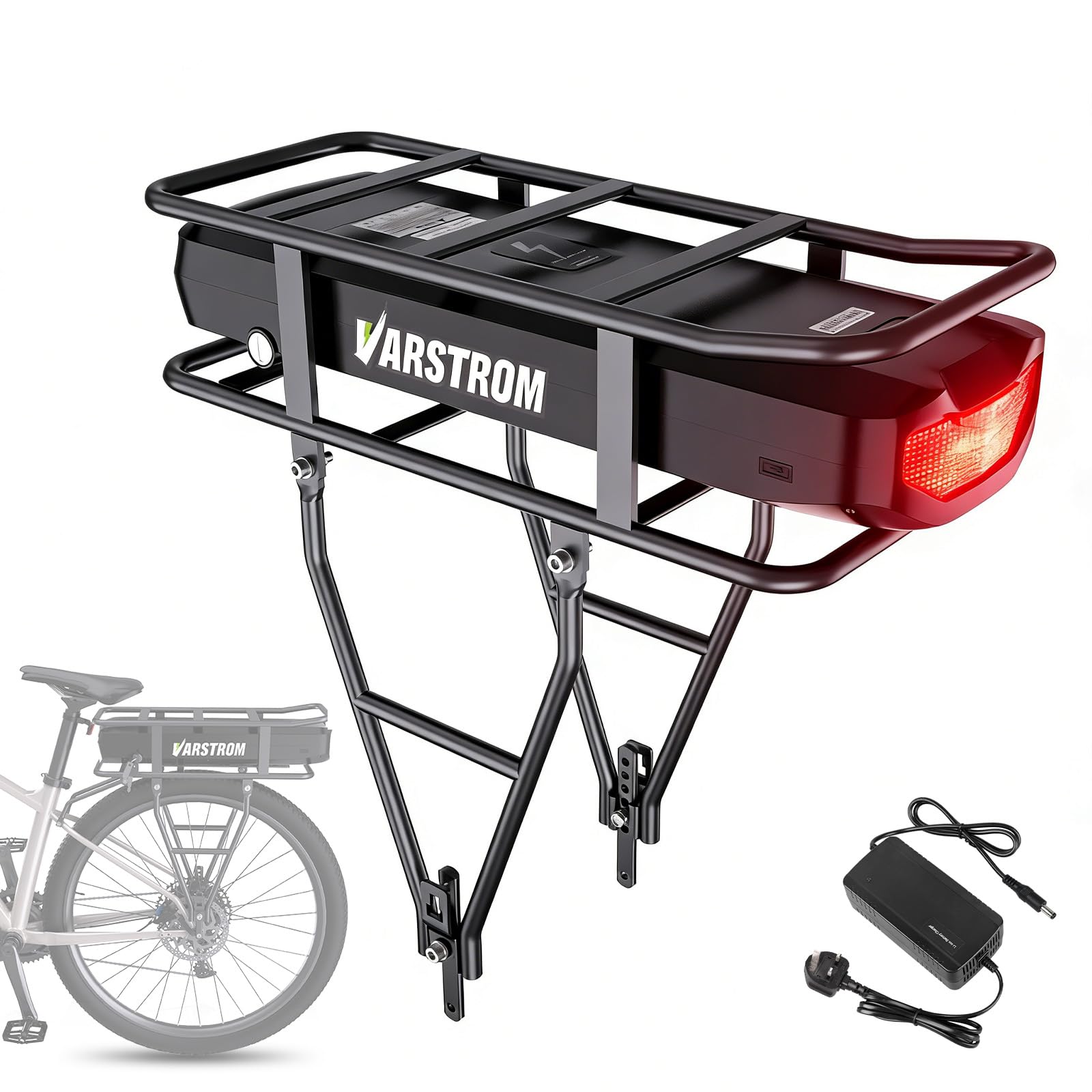 36V20,8Ah Porte-Bagages Batterie, Kit Conversion Vélo Électrique