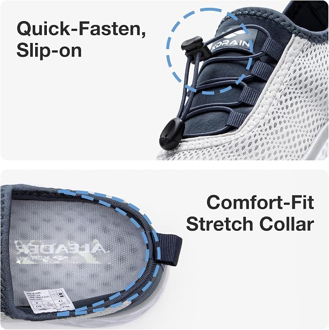 ALEADER Men's Stylish Water Shoes, Quick-Dry Xdrain Water Sneakers, Lightweight & Comfort Footed