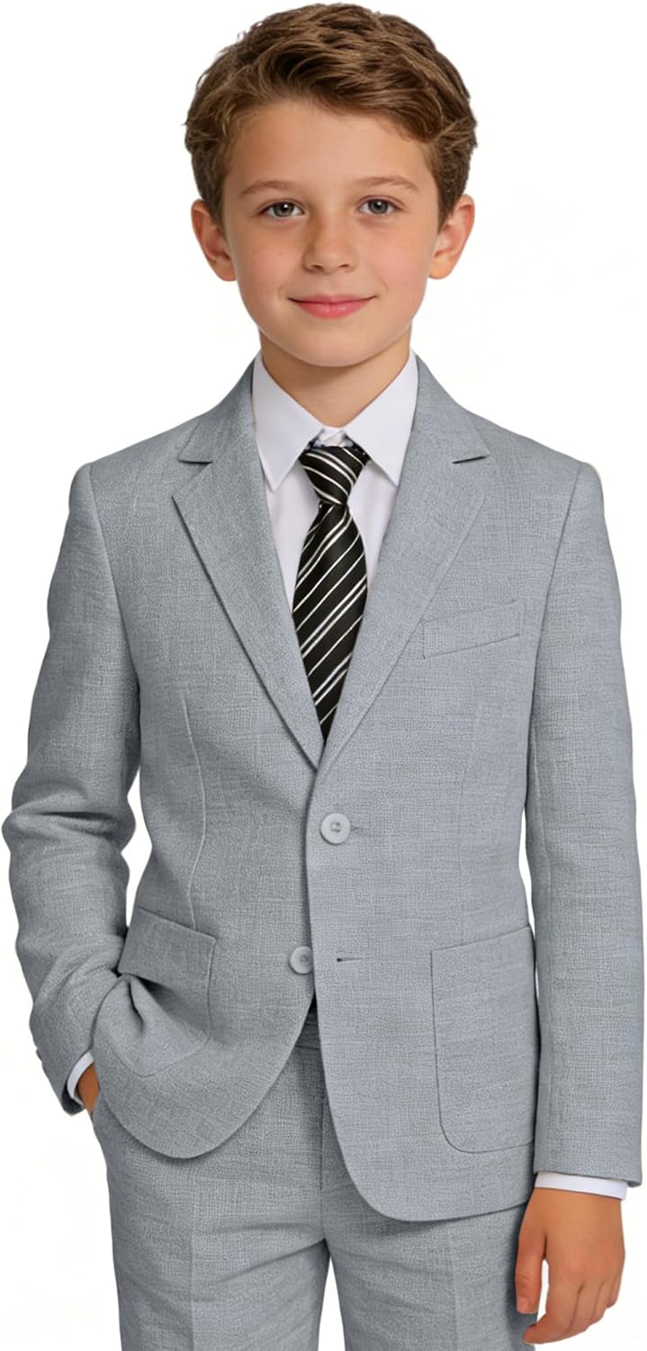 Suits for Boy Lightweight Slim Fit 3 Piece Formal Suit Blazer Pants Tie Set Kids Tuxedo Casual Wedding Party Outfit