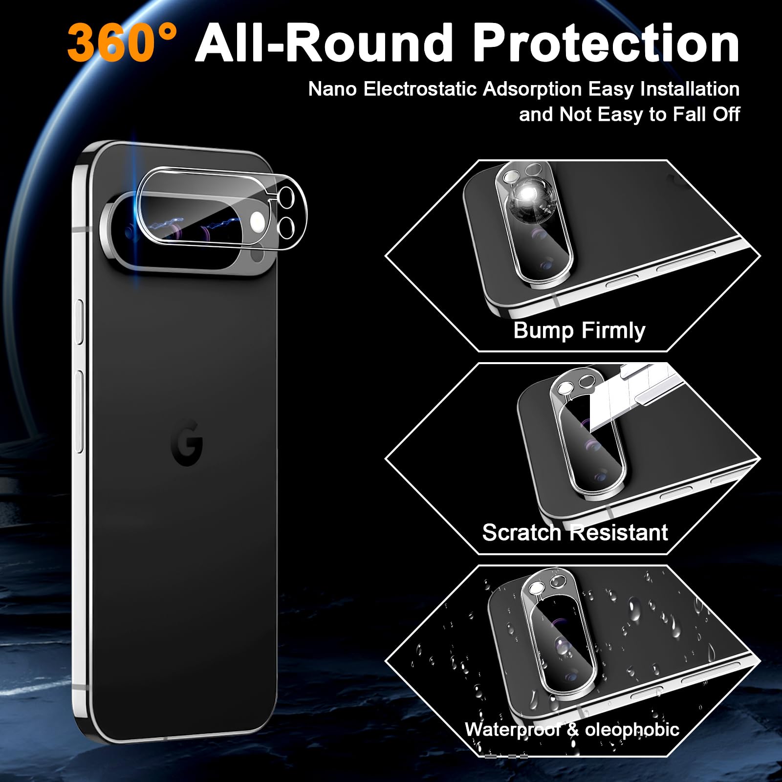 Uyiton Per Google Pixel 9/9 Pro Pellicola Protettiva, 9H Durezza Vetro Temperato HD Chiaro Antigraffio Armatura Di Vetro Pellicola Per Google Pixel 9/9 Pro