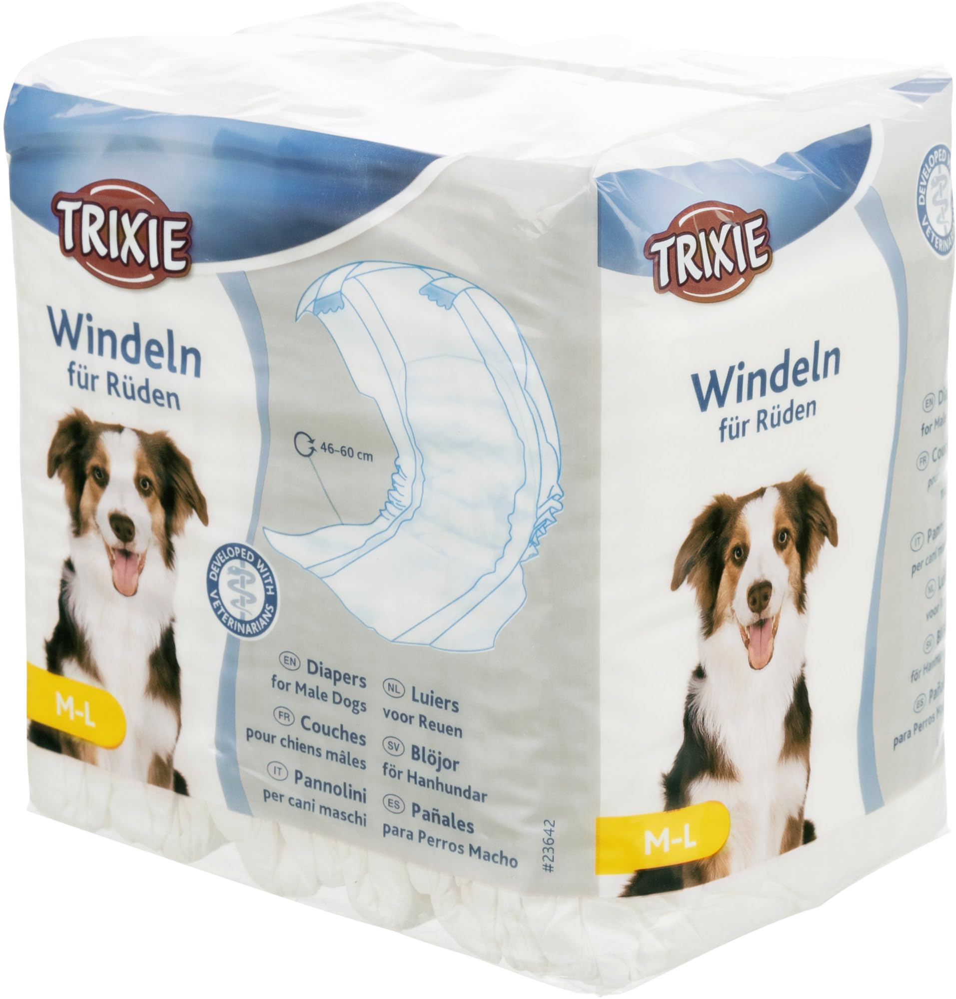 TRIXIE Pañales Para Perros Absorbentes - Empapadores Perros Desechables Para Incontinencias Cómodos 12 Unidades Talla M-​L, 46-​60 cm