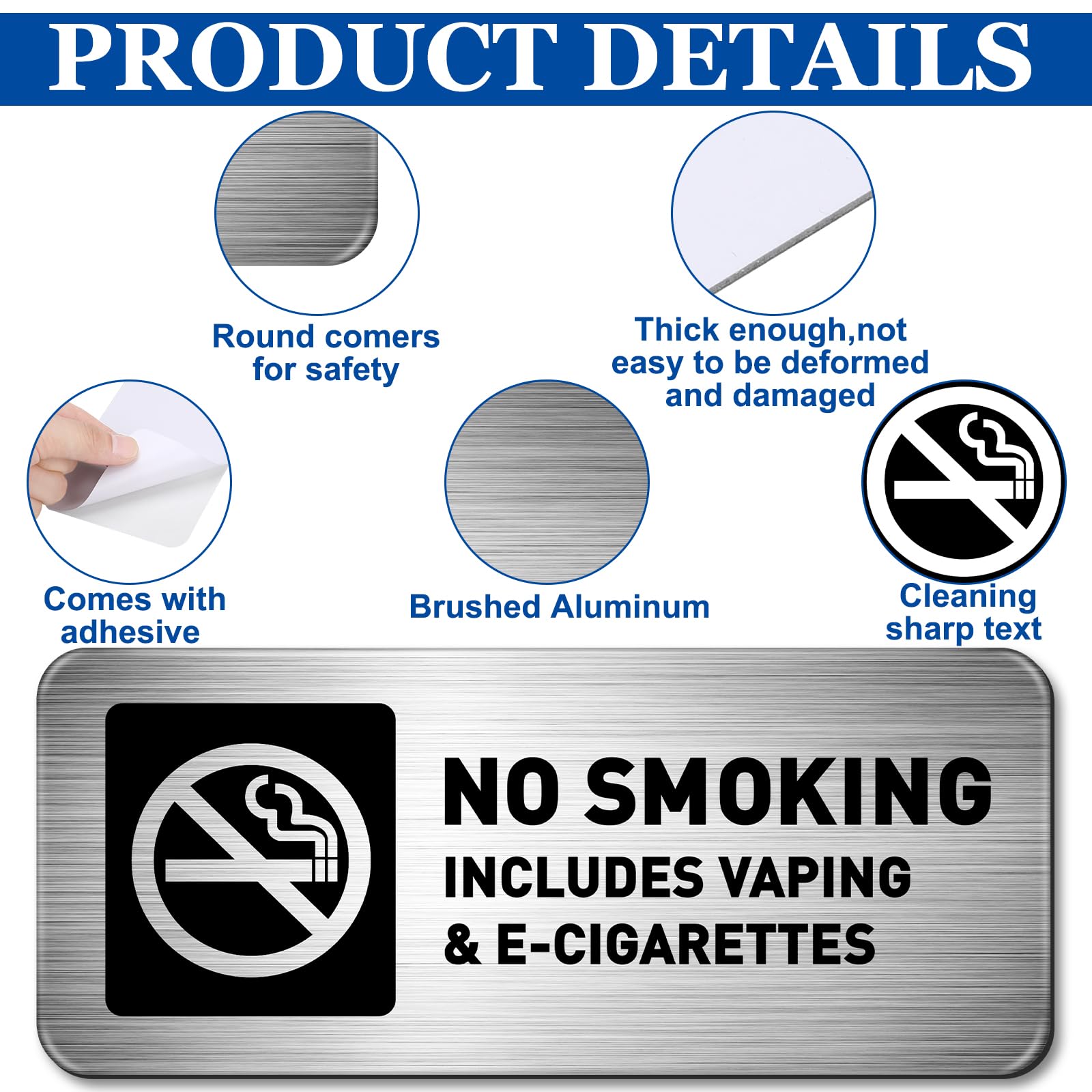 Oudain 12 letreros de prohibición de fumar para el hogar, no vaporizar, para negocios, autoadhesivos, de metal, señales de advertencia industriales para oficina, exteriores, interiores, suministros de
