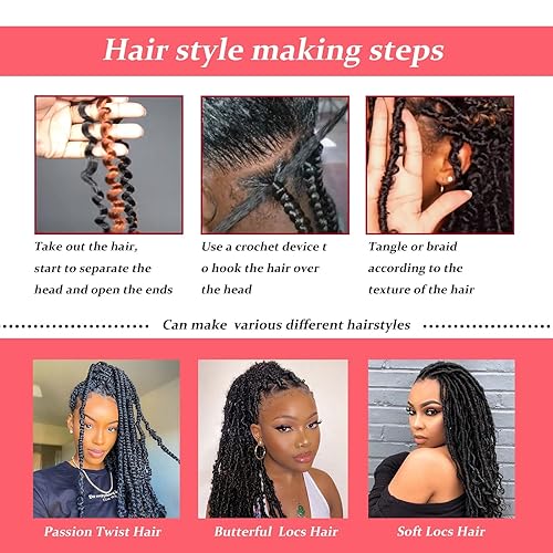 Miniatura 4 de Xtrend Cabello trenzado de ganchillo ondulado de 18 pulgadas, color rosa degradado, 2 paquetes de extensiones de cabello sintético de ganchillo de