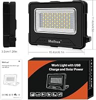 MEIHUA 60W LED Munkalámpa 12000mAh Akkumulátorral - Vízálló, USB Tölthető, Napelemes Kempinglámpa 4 Fénymóddal, Mágneses Rögzítéssel 7